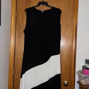 Black and White Striped Maxi Tank Plus Size Dress